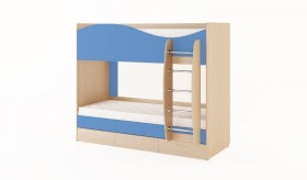 Кровать 2-х ярусная с ящиками (Беленый дуб/Синий) в Стрелке - strelka.katalogmebeli.com | фото