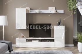 Мебель для гостиной МГС 4 (Белый/Белый глянец) в Стрелке - strelka.katalogmebeli.com | фото