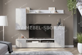 Мебель для гостиной МГС 4 (Белый/Цемент светлый) в Стрелке - strelka.katalogmebeli.com | фото