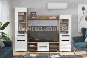 Мебель для гостиной МГС 6 (Исполнение 1/Дуб золотой/Белый глянец) в Стрелке - strelka.katalogmebeli.com | фото