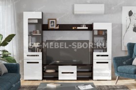 Мебель для гостиной МГС 6 (Исполнение 1/Венге/Белый глянец) в Стрелке - strelka.katalogmebeli.com | фото