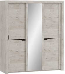 Шкаф трехдверный Соренто с раздвижными дверями Дуб бонифаций/Кофе структурный матовый в Стрелке - strelka.katalogmebeli.com | фото