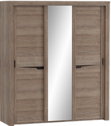Шкаф трехдверный Соренто с раздвижными дверями Дуб стирлинг/Кофе структурный матовый в Стрелке - strelka.katalogmebeli.com | фото